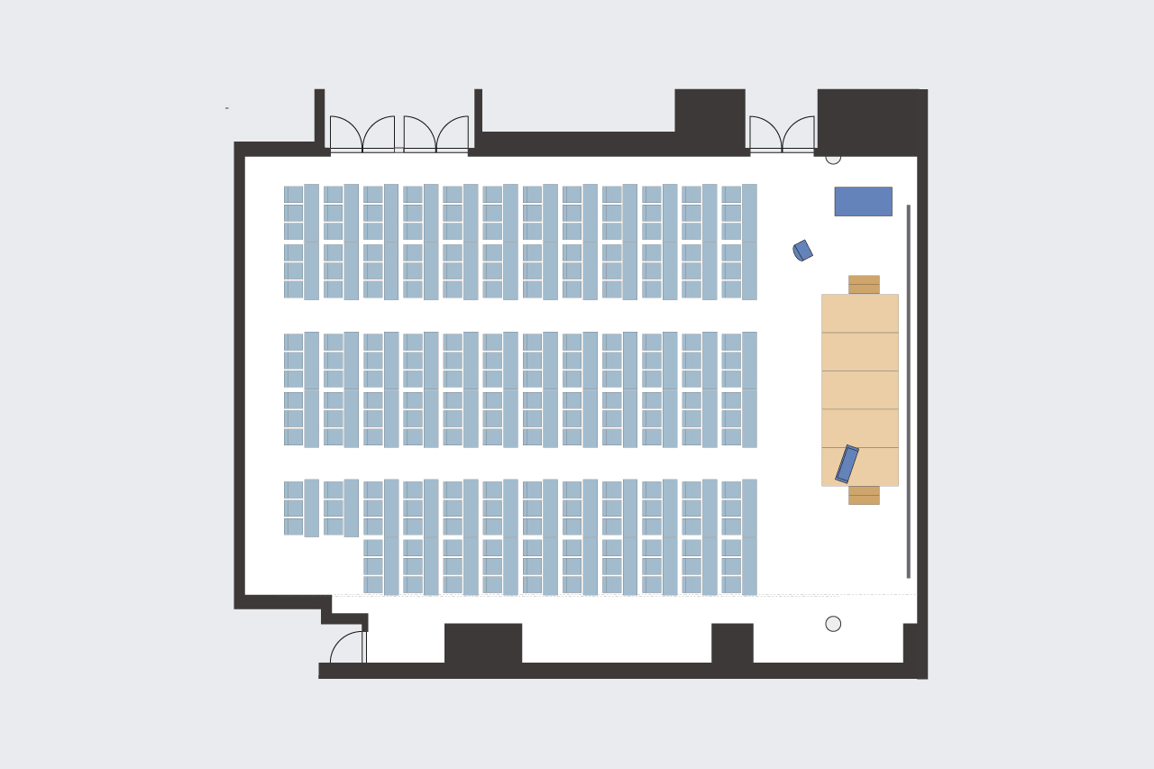 【ホールB2】スクール3名掛け